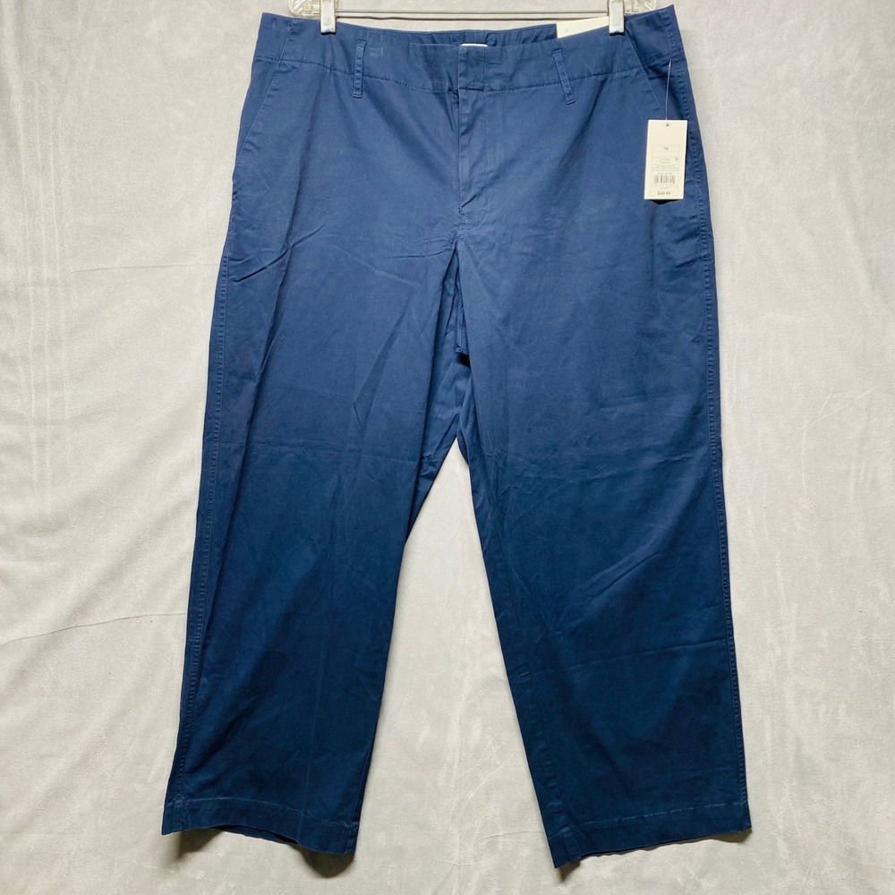 A New Day Women's Navy‎ Straight High Rise Cropped Pants Size 16 R Stretch